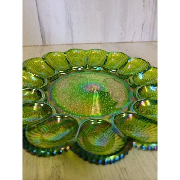 Indiana Carnival glass green‎ plate vintage home collectible - Picture 4 of 6